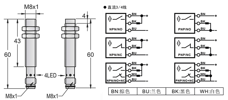 M8-M8長(zhǎng)距離電感式接近開(kāi)關(guān)接頭式